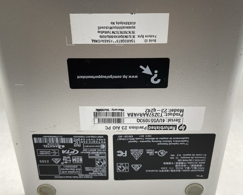 HP Pavilion 23-q242 AMD A6-7310 2.0 GHz 8 GB Ram No HDD No OS