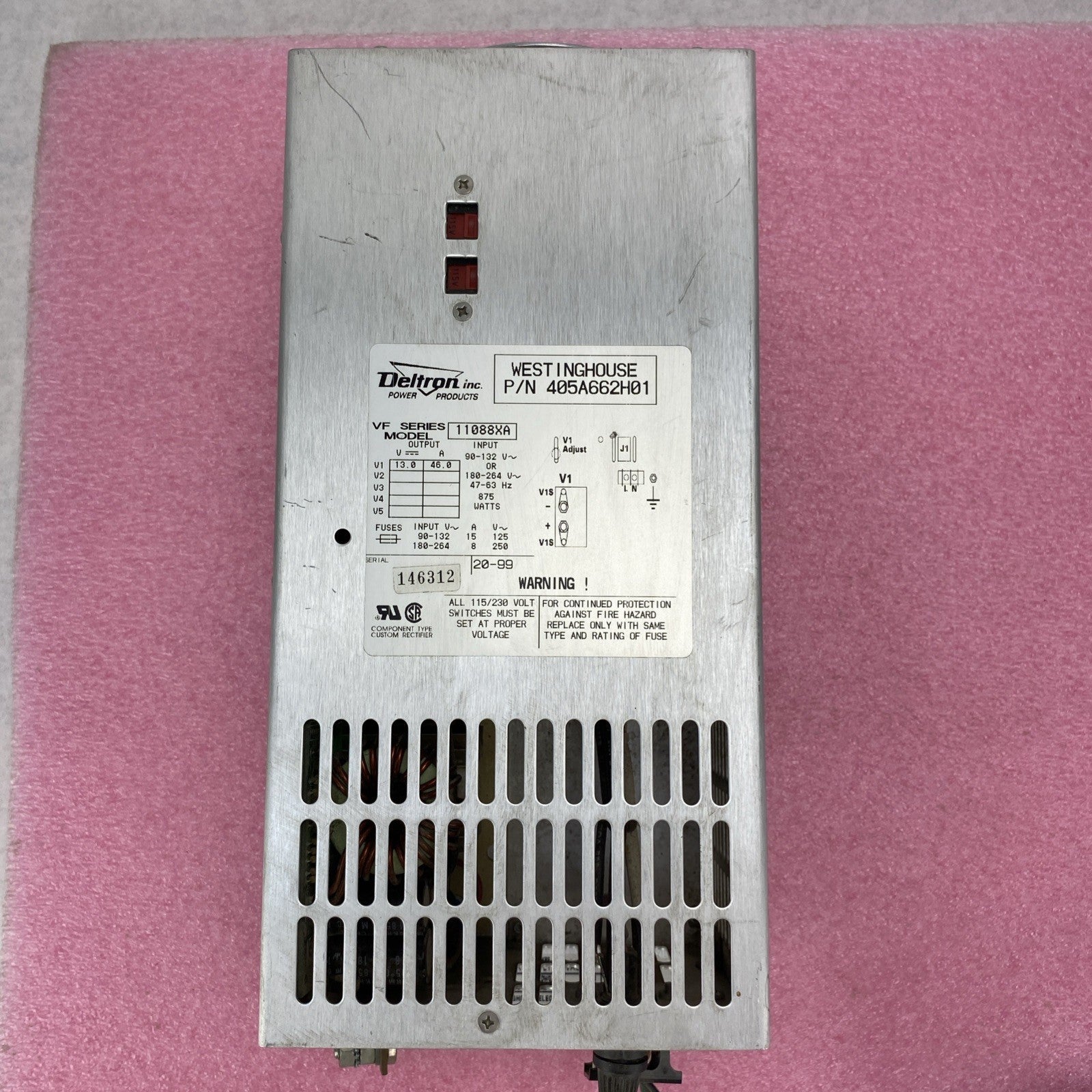 Deltron VF Series 11088XA 13VDC 46A 875W Westinghouse 405A662H01 Power Supply 7