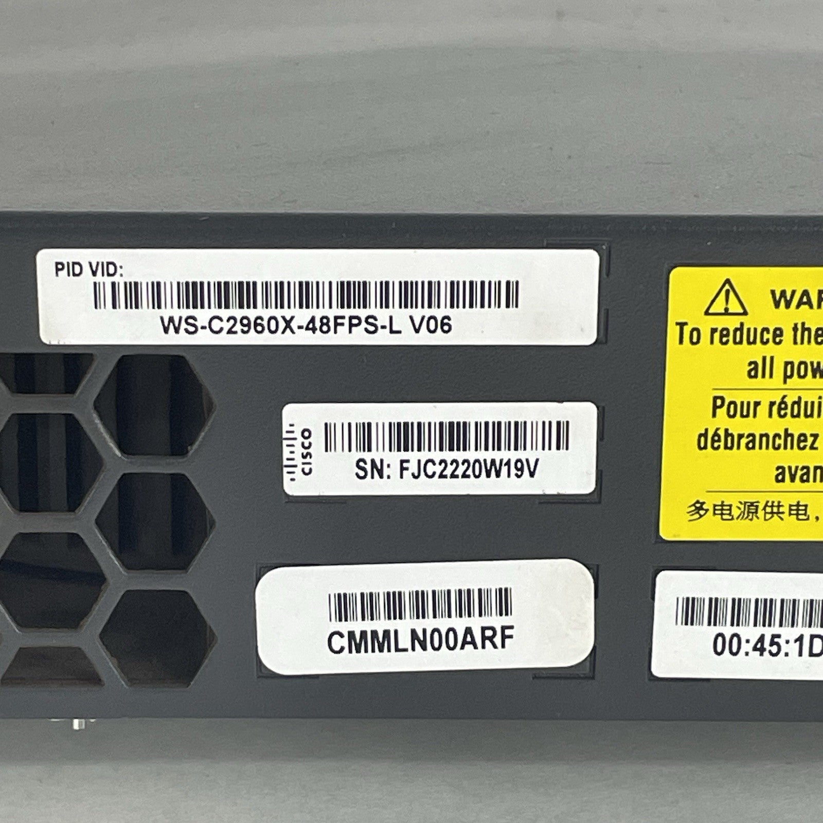 Cisco WS-C2960X-48FPS-L  48 port GIG POE+ Switch Tested & Reset9