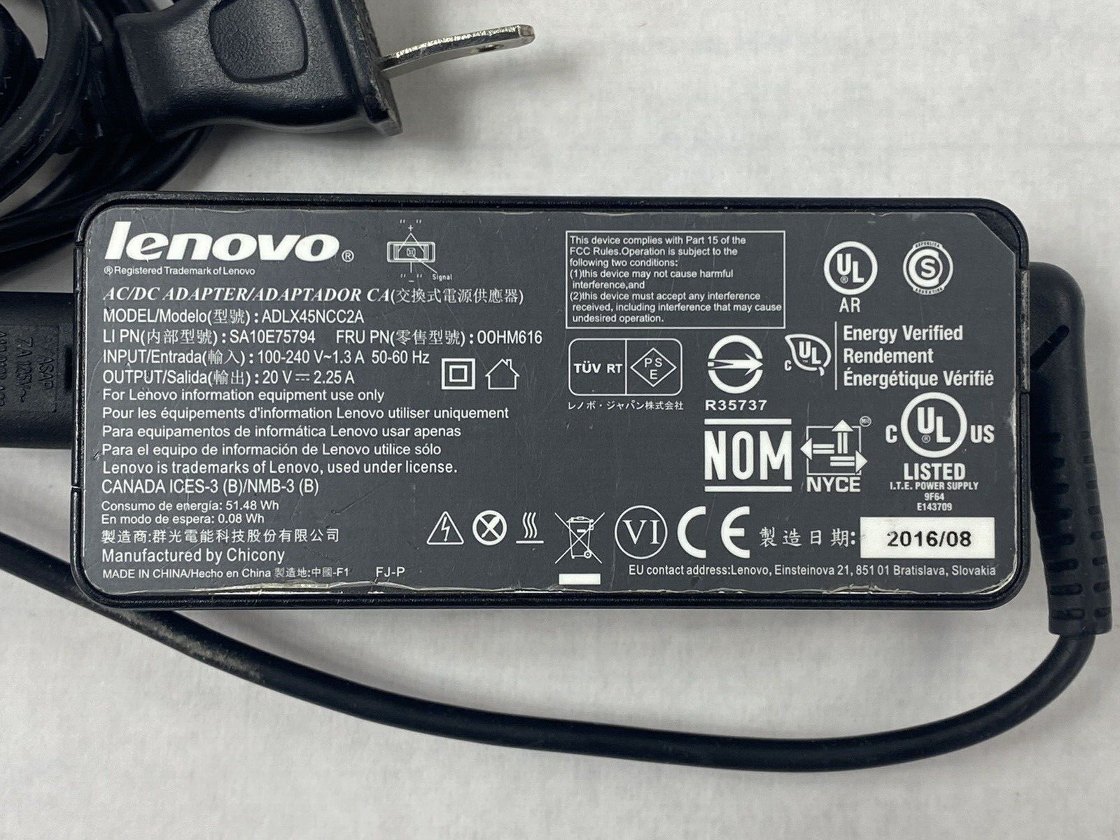 Lot of 4 Lenovo ADLX45NCC2A 45W 20V 2.25A AC/DC Adapter