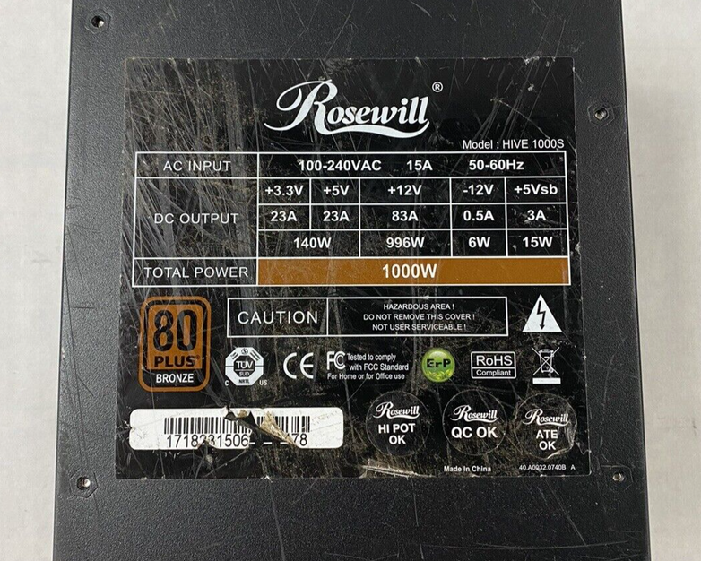 Rosewill HIVE-1000S 80 Plus Bronze Semi Modular Power Supply with Cables Tested
