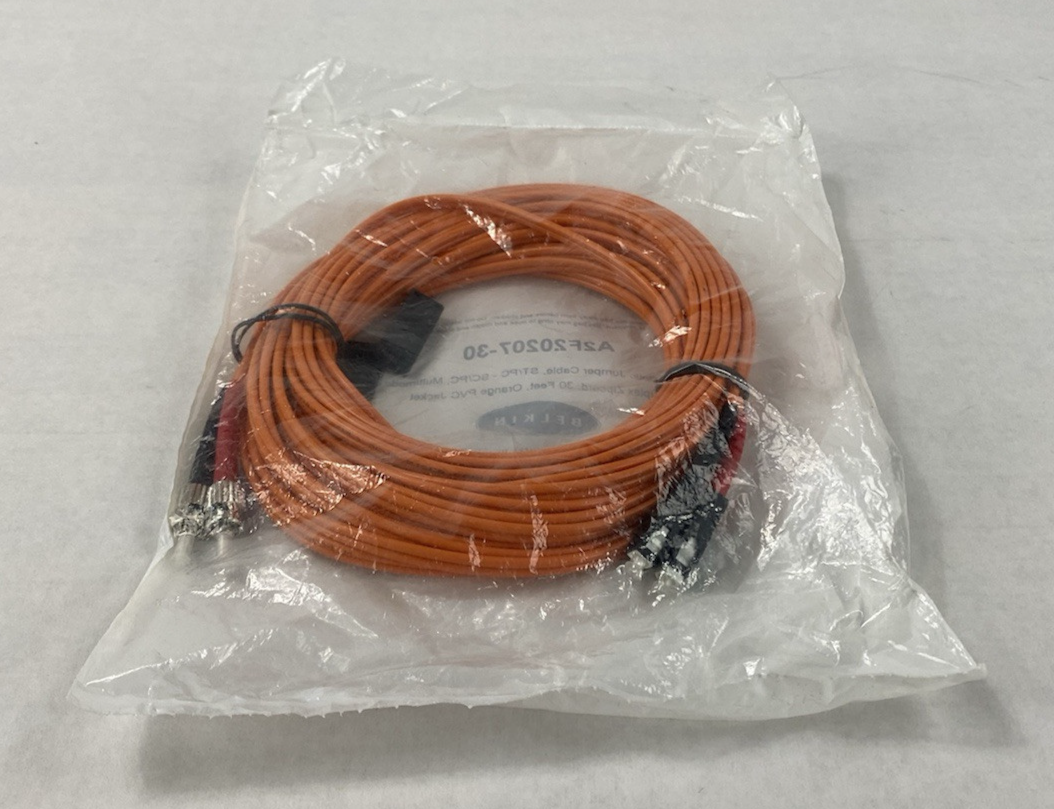 Belkin A2F20207-30 Fiber Optic Jumper Cable 30ft ST to SC Duplex Zipcord Orange