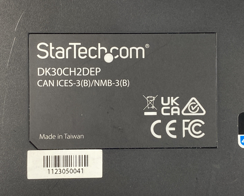 StarTech DK30CH2DEP Triple 4K Monitor USB-C Dock No AC Adapter Untested