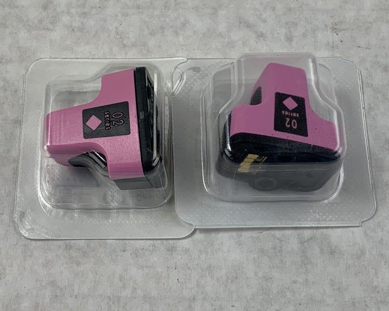 Lot(2) HP PhotoSmart Light Magenta Pink 02 Ink Cartridge NIB Genuine CB284W