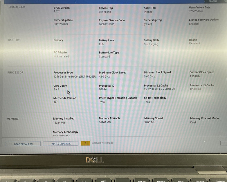 Dell Latitude 7430 14" i7-1265U 4.15 GHz 16 GB RAM No SSD/OS/AC