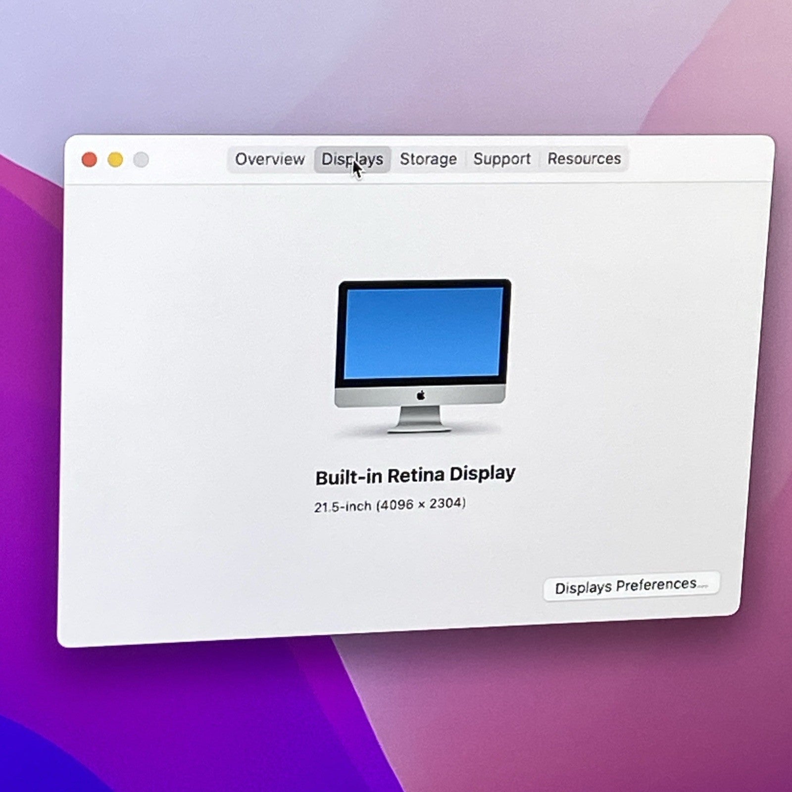 Apple A1418 iMac Retina 4K 21.5" 2015 3.1GHz Core i5 8GB RAM 1TB HDD os12.7.62
