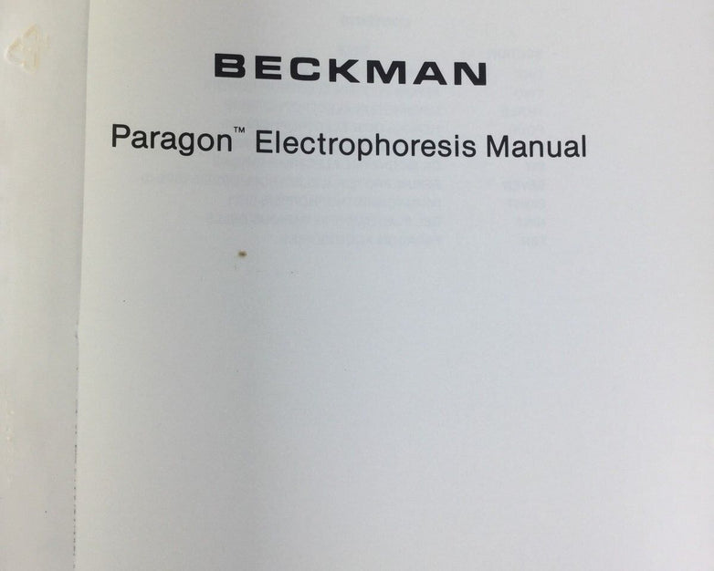 Paragon Electrophoresis Manual Beckman in Binder with Multiple Tabs