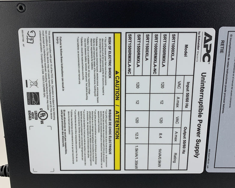 APC SRT1500XLA Uninterruptible Power Supply Error G03 Logic Power Issue Bad Face