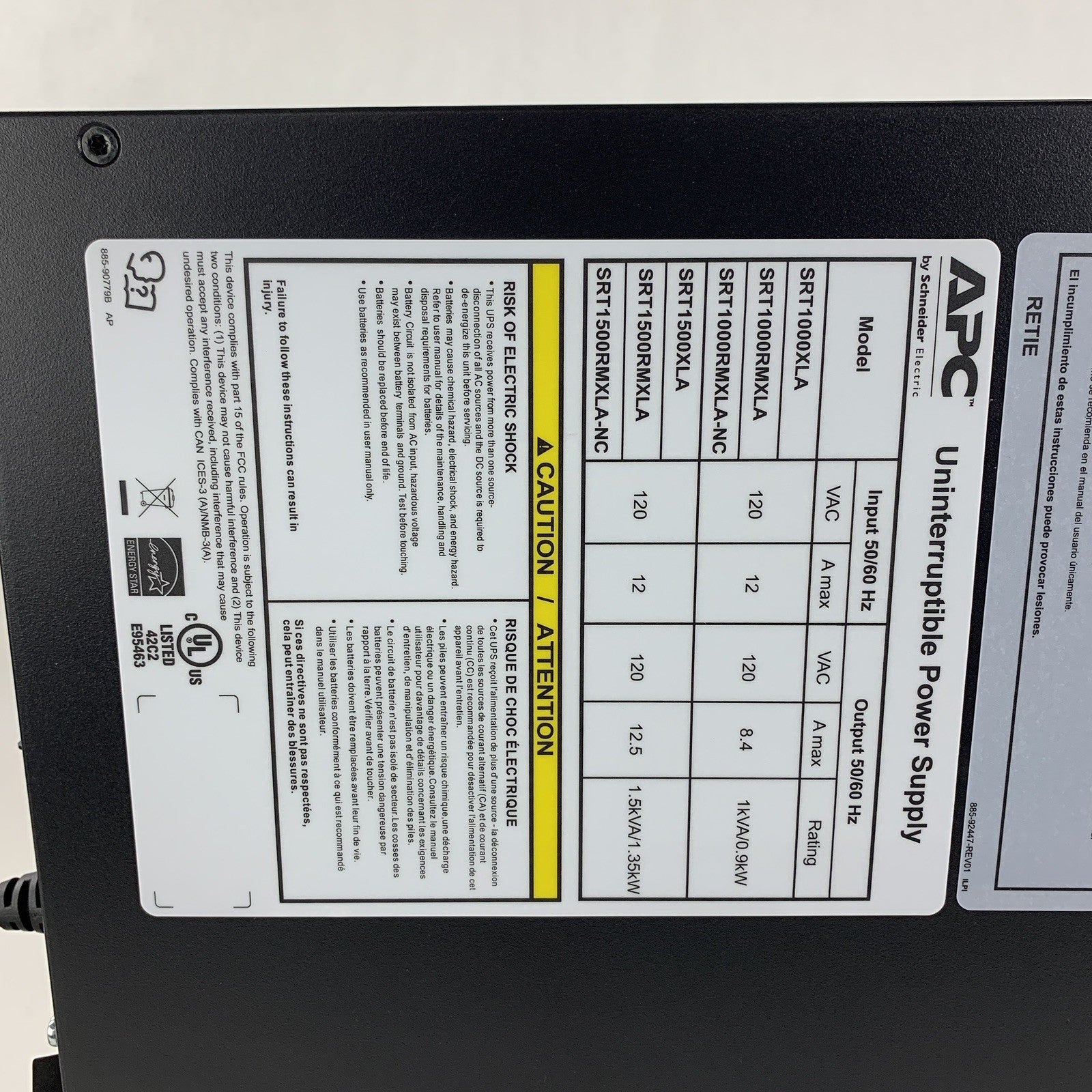 APC SRT1500XLA Uninterruptible Power Supply Error G03 Logic Power Issue Bad Face