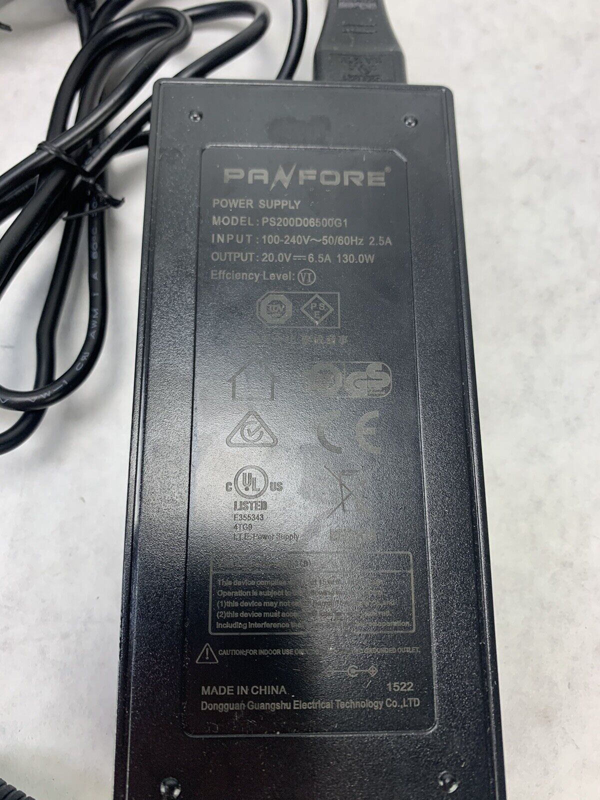 Lot 4 Panfore 20V 6.5A 130W AC Adapter Power Supply PS200D06500G1