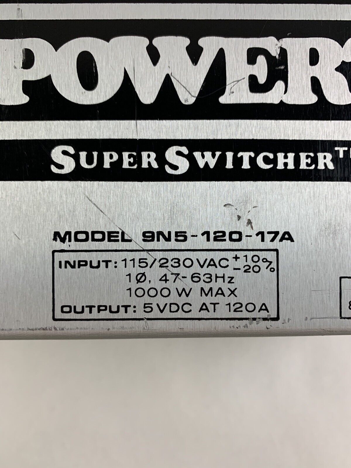 PowerTec DC Power Supply 115/230VAC 47-63Hz 1000W Max9N5-120-17A Untested
