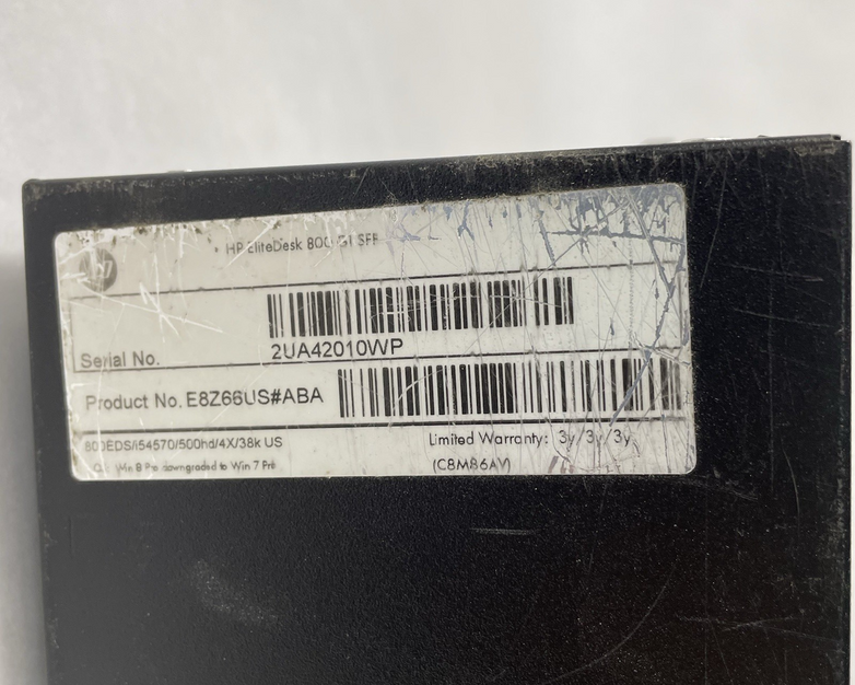 HP EliteDesk 800 G1 SFF i5-4570 3.20 GHz 8 GB RAM No HDD/OS