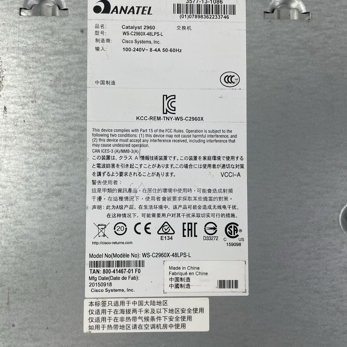 Cisco Catalyst WS-C2960X-48LPS-L V02 Tested and Reset13