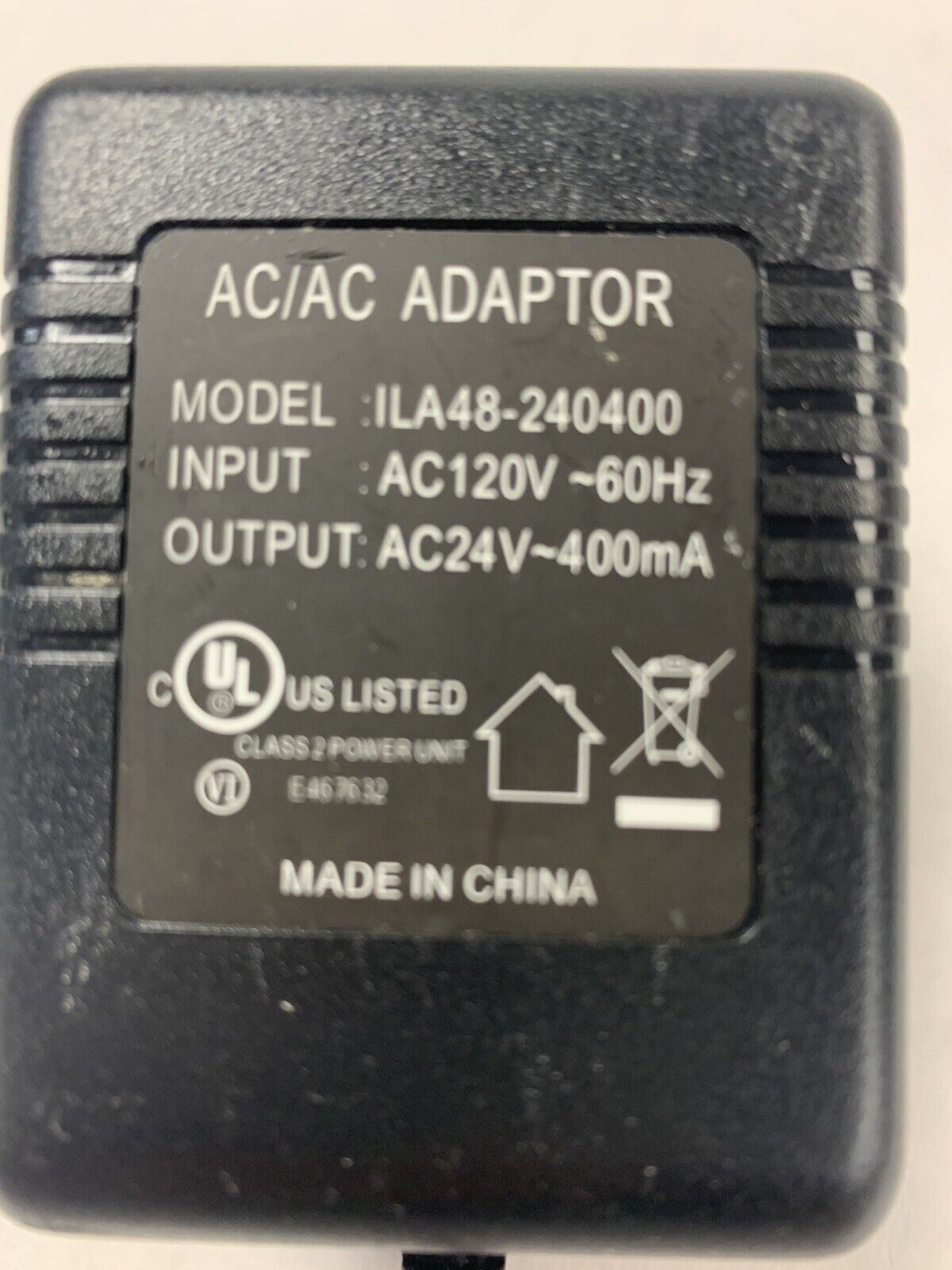 ILA48-240400 AC Adapter Power Supply Charger 24V 400mA Warranty