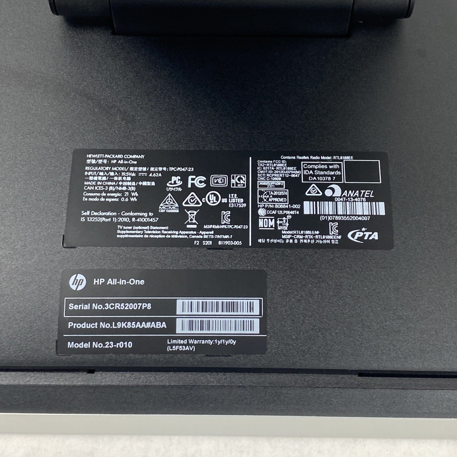 HP 23-r010 AIO Intel Pentium G3260T 2.9GHz 4GB No HDD No OS