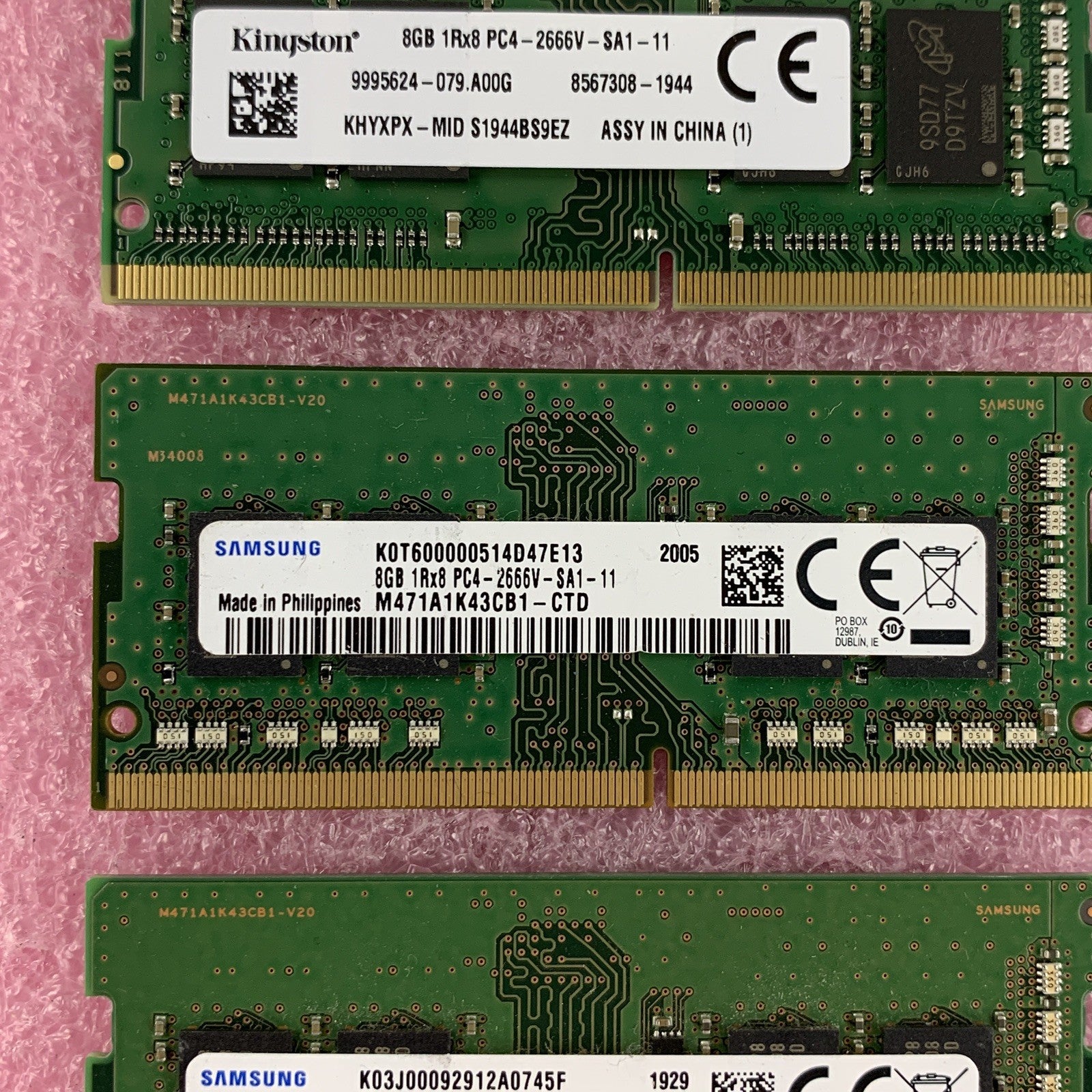 SK Hynix Micron Samsung Kingston 8 GB 1Rx8 PC4-2666V Memory Ram Mixed Lot of 8x