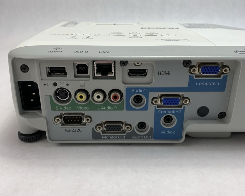 Epson PowerLite W29 H690A LCD Lamp Projector 1075 Hours - No Remote Broken Cover