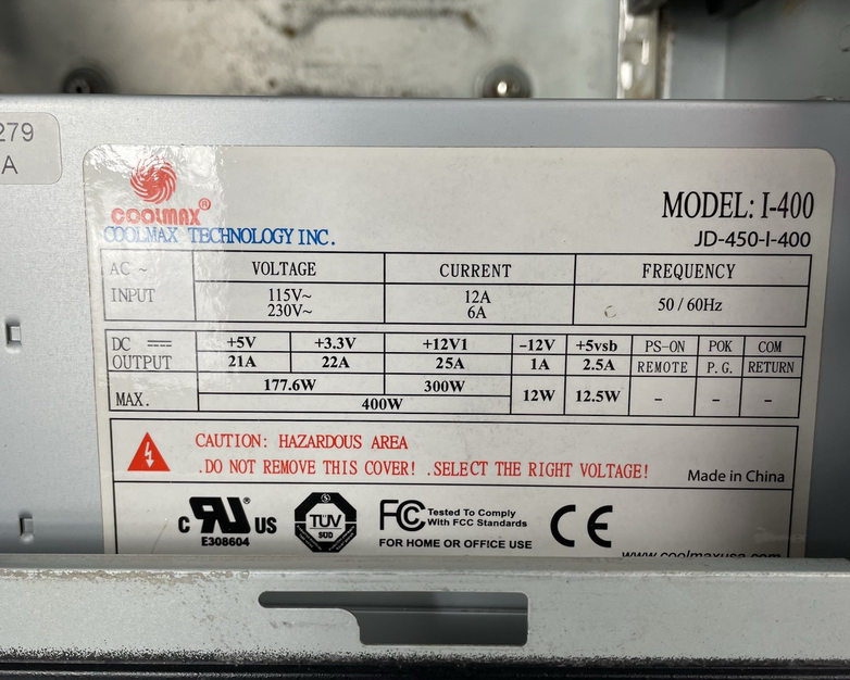 NIXSYS NX23775 Computer Chasis Barebones W/ CoolMax 400W Power Supply Tested