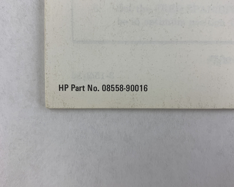 Hewlett Packard 8558B Spectrum Analyzer Operating Information 08558-90016