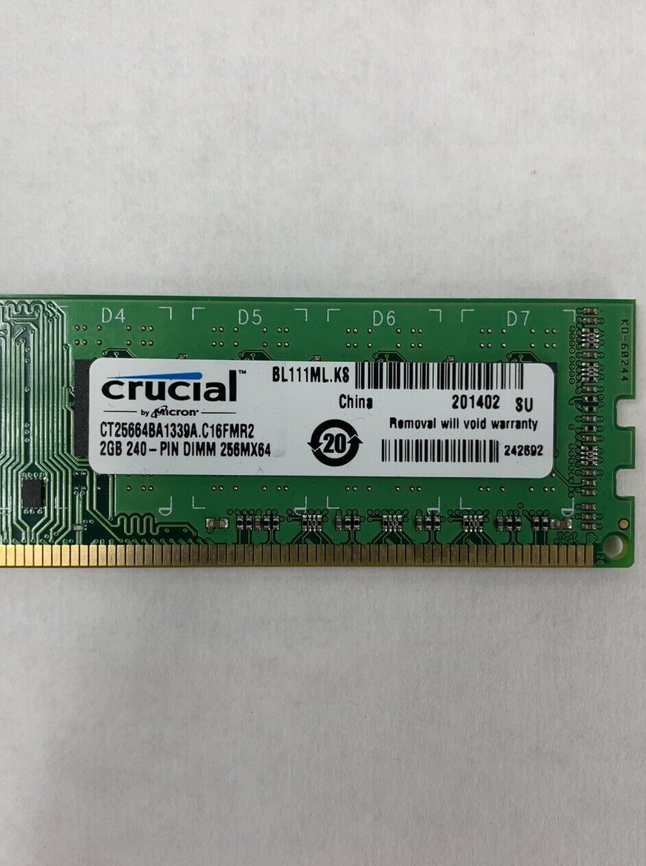 Crucial 2GB 240-Pin DIMM 256MX64 Memory CT25664BA1339A.C16FMR2 (Lot of 6)
