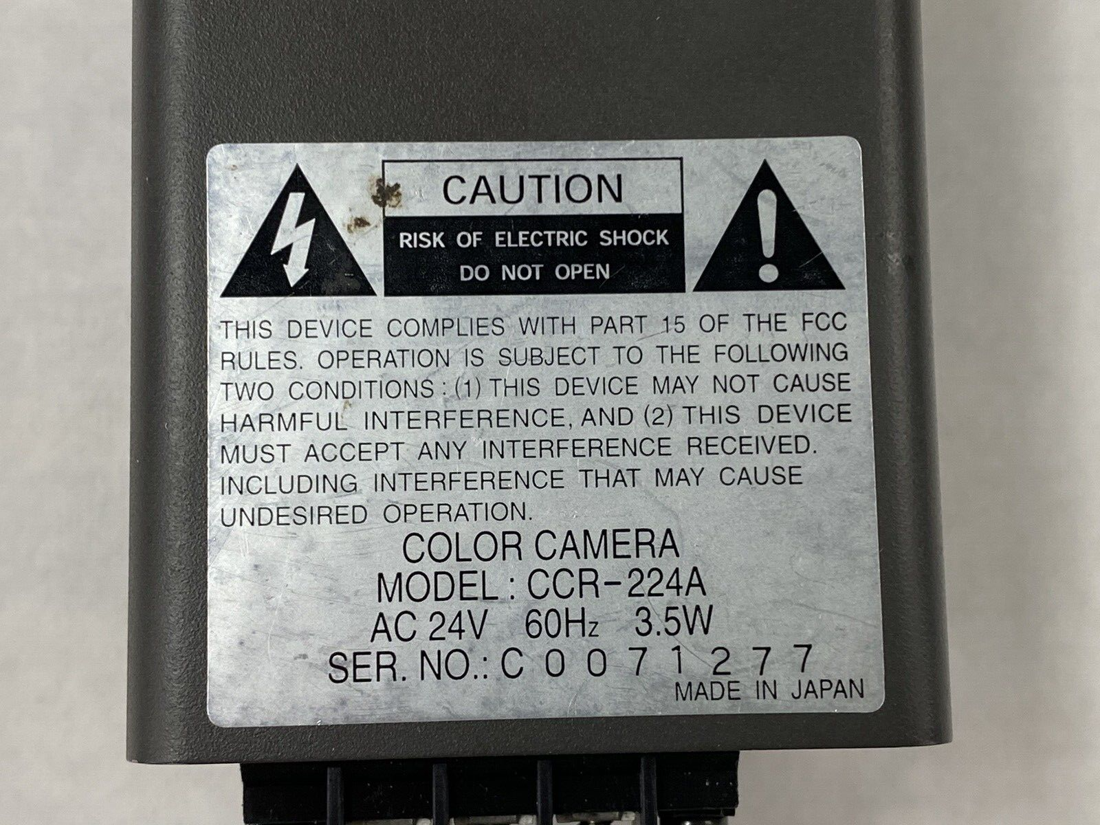 Diebold Preferred CCR-224A Color Camera No Lens Tested