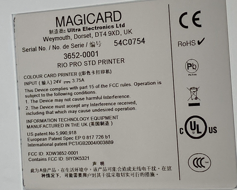 MagiCard 3652-0001 Rio Pro Card Printer - For Parts or Repair