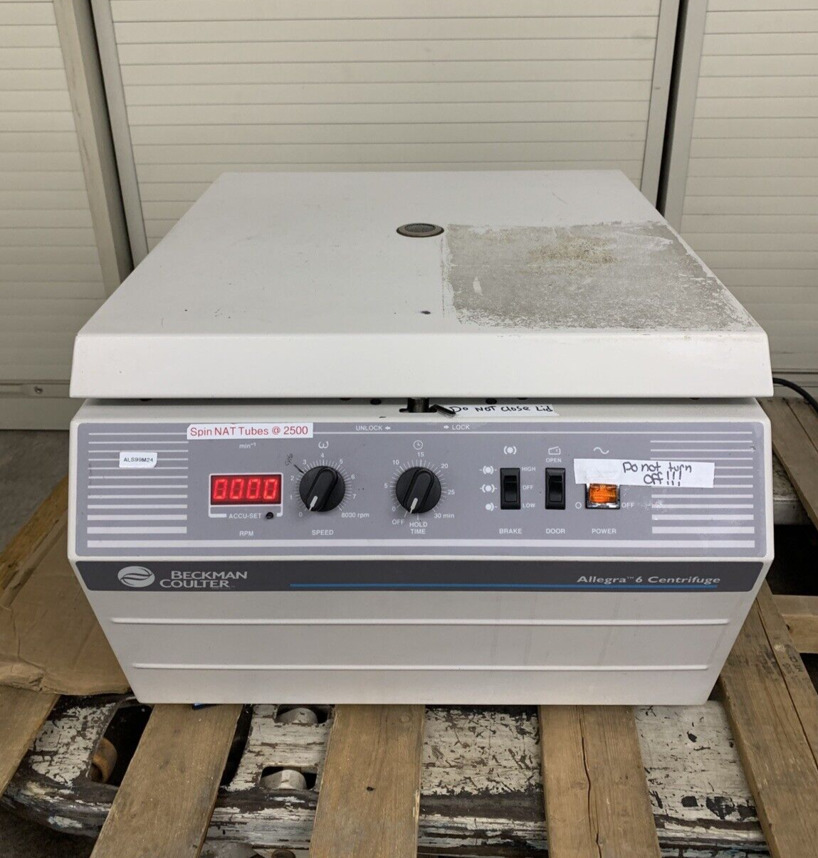 Beckman Allegra 6 Bench Top Centrifuge Tested Bad Timer For Parts and Repair