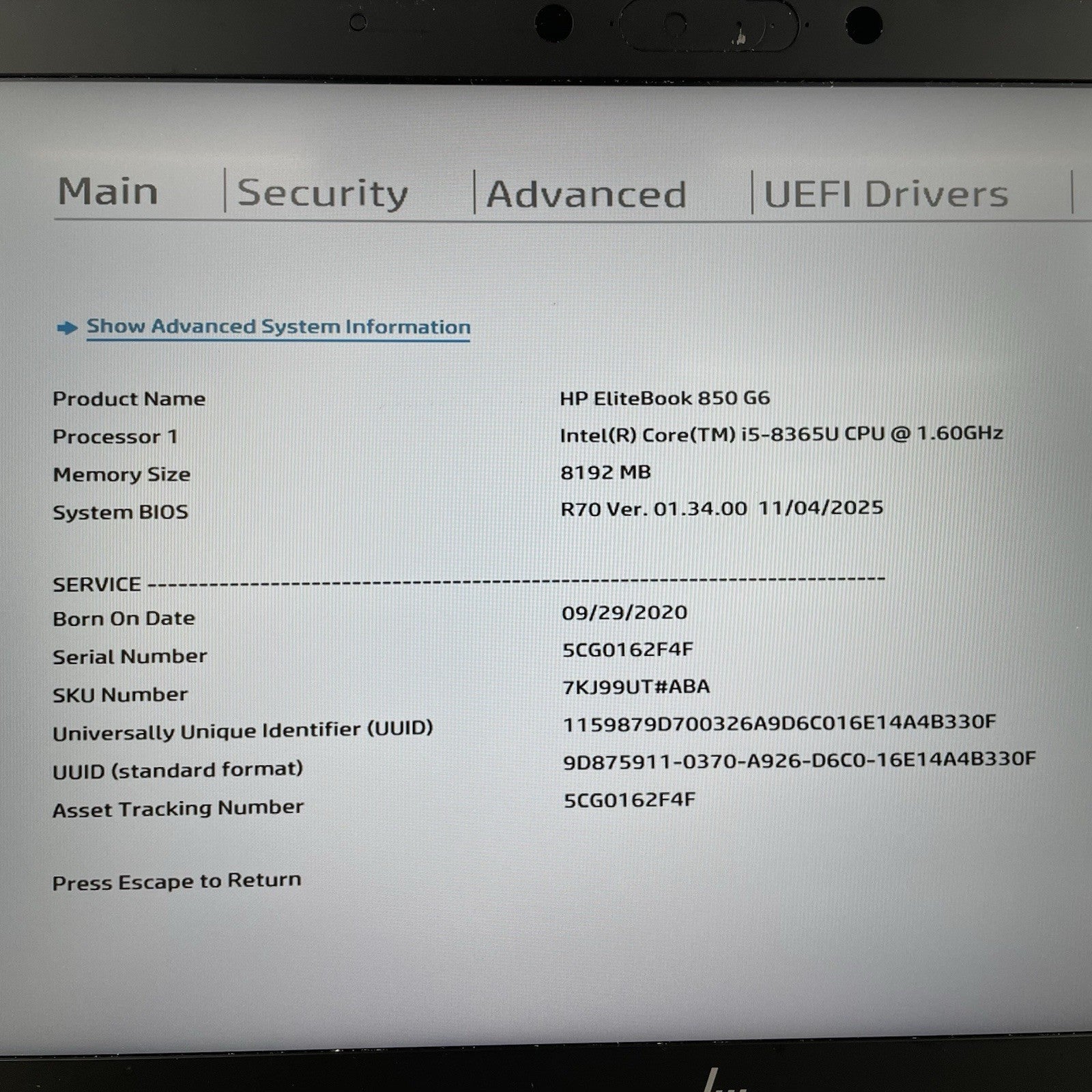 HP EliteBook 850 G6 15.6" i5-8365U 1.60 GHz 8 GB RAM No SSD/OS/AC - Corner2