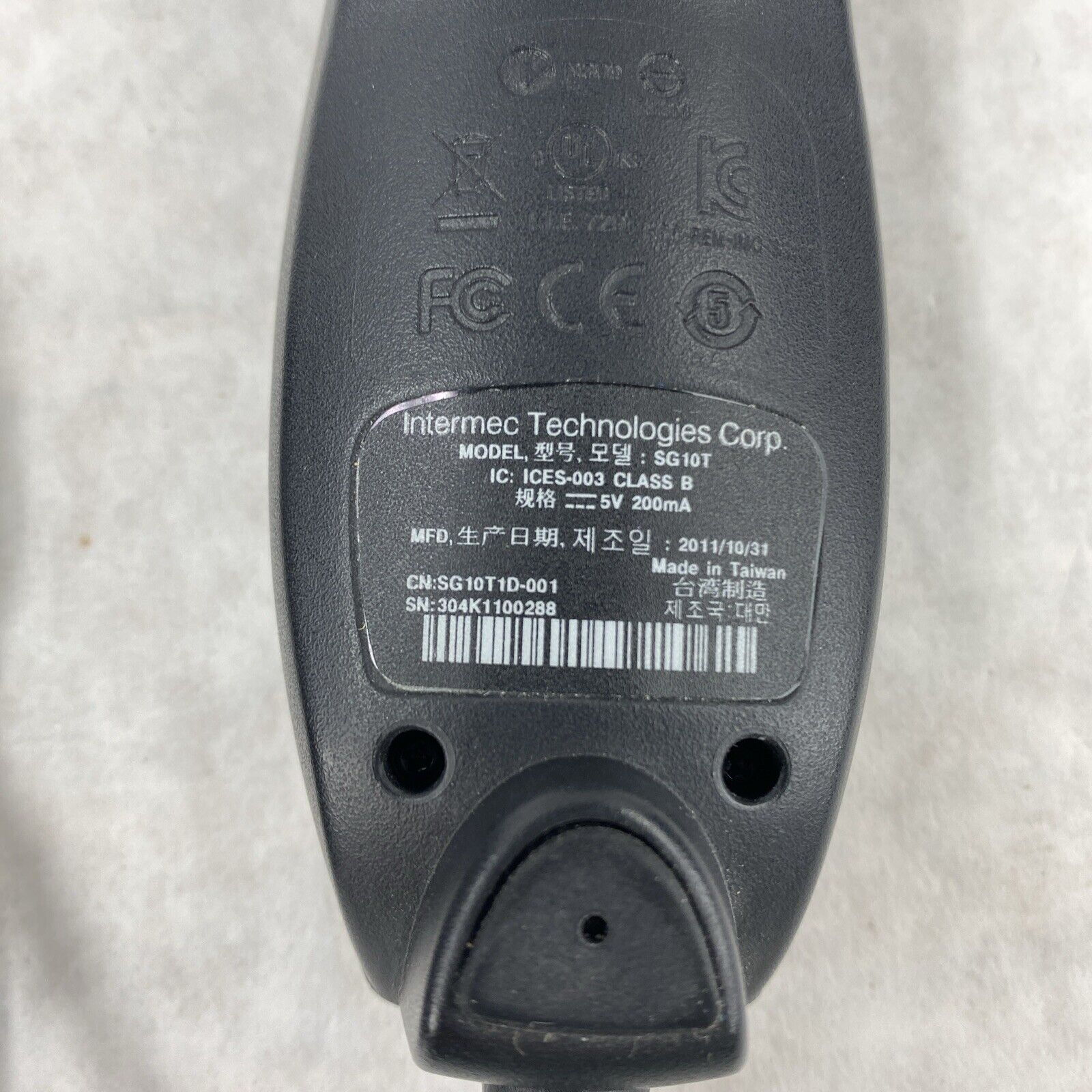 Intermec SG10T Hand Held USB Barcode Scanner TESTED