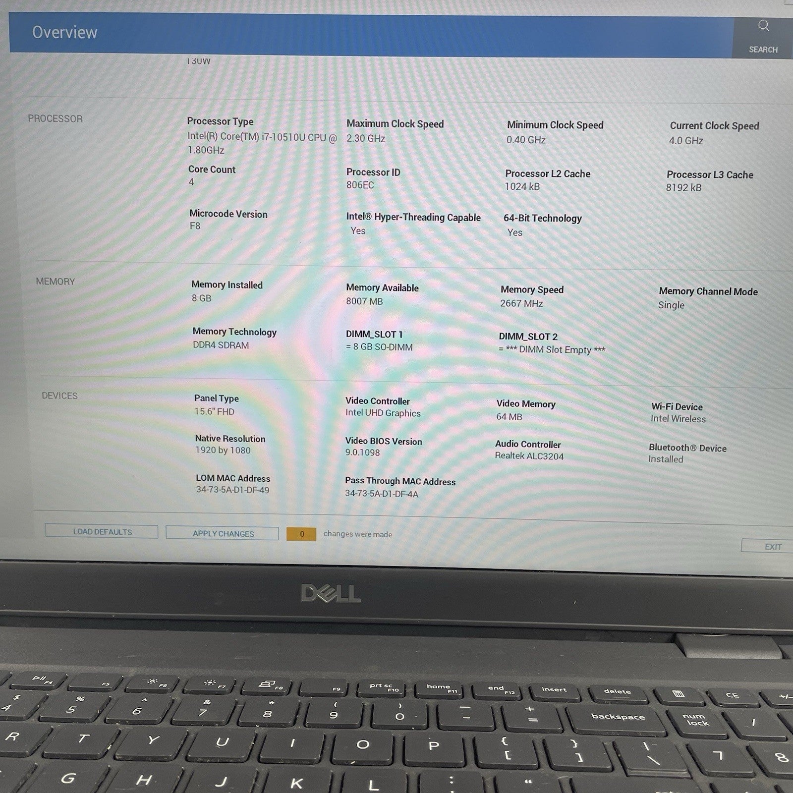 Dell Latitude 3510 15.6" i7-10510U 1.80 GHz 8 GB RAM No SSD/OS/AC/Batt3