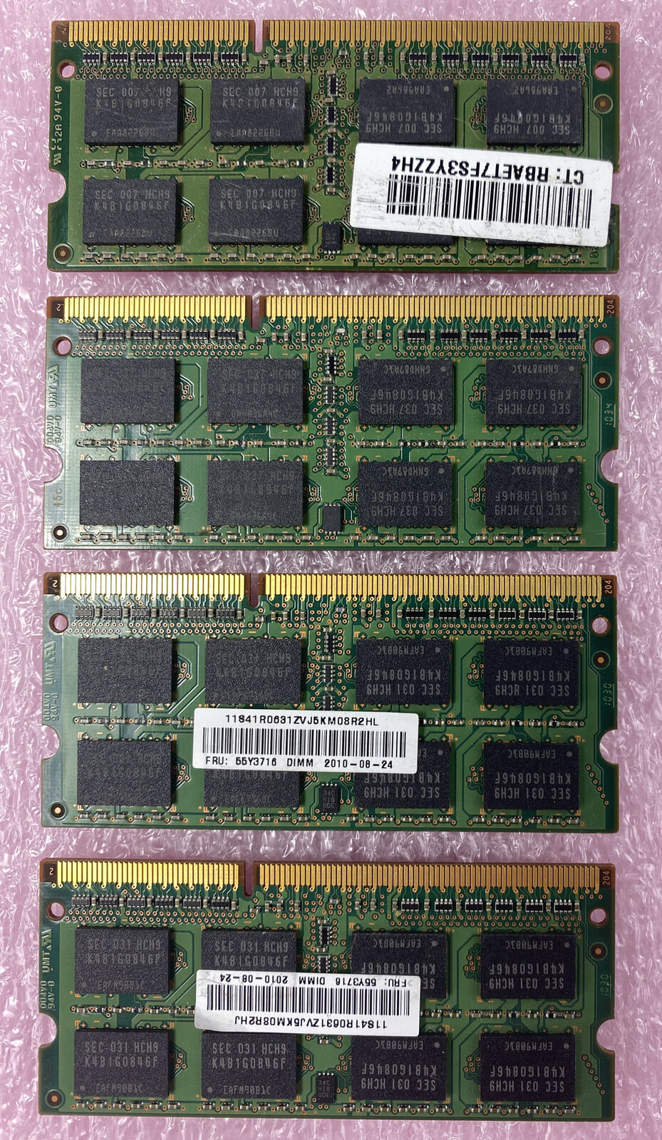 Lot ( 4 ) 2GB Samsung M471B5673FH0-CH9 2Rx8 PC3-10600S Laptop Memory RAM