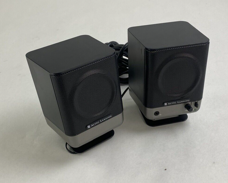 Altec Lansing Pair of Mini Portable Computer Speakers 221 For Parts or Repair