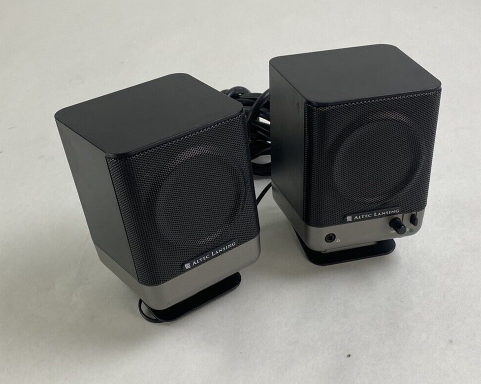 Altec Lansing Pair of Mini Portable Computer Speakers 221 For Parts or Repair