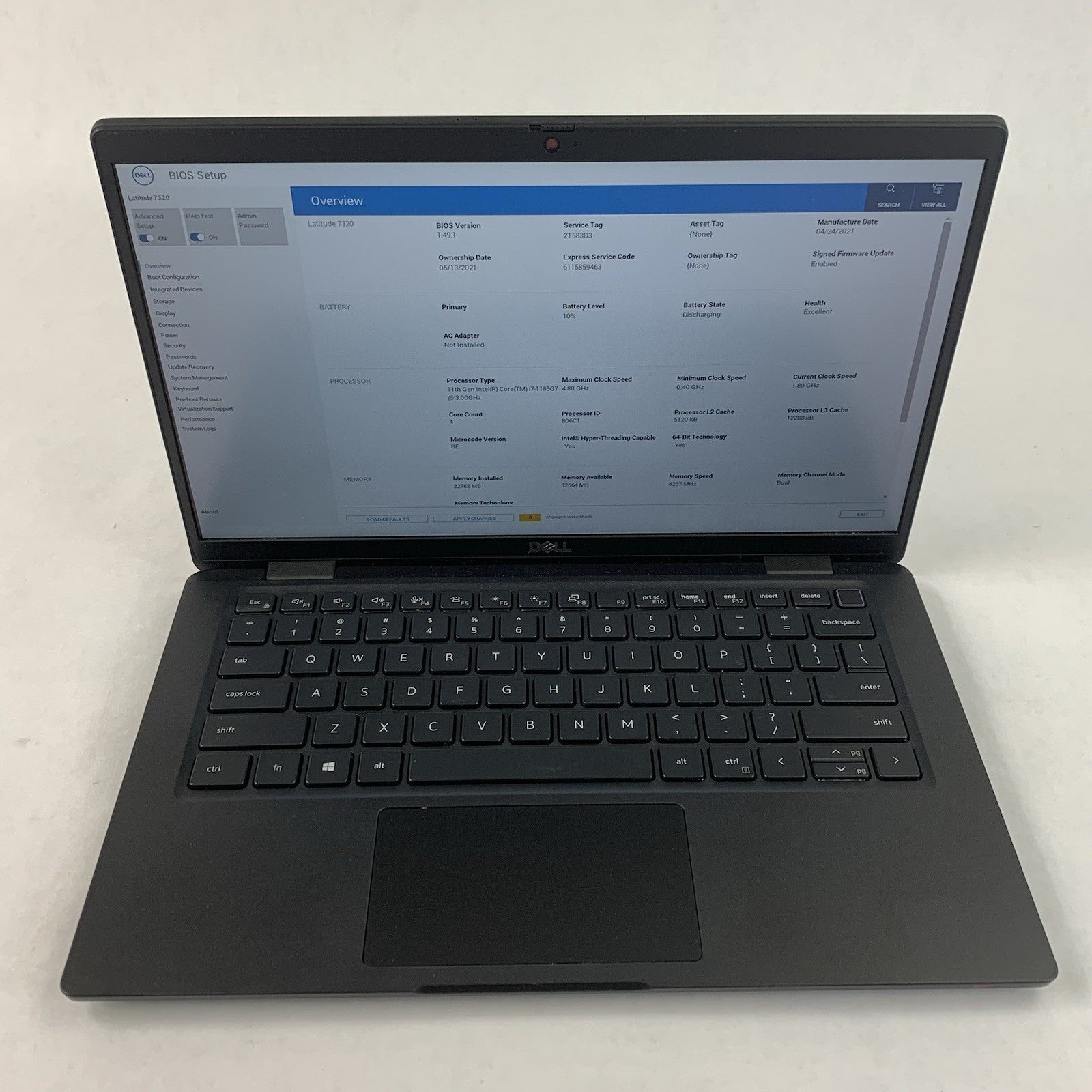 Dell Latitude 7320 13.3" i7-1185G7 3.00 GHz 32 GB RAM No OS/SSD/AC Clicky Track1