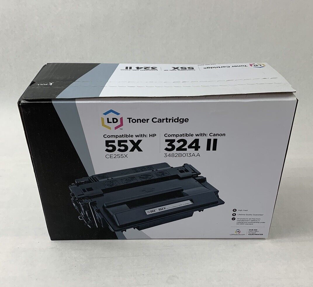 LD Toner Cartridge High Yield Black Compatible with HP 55X and Canon 324 II