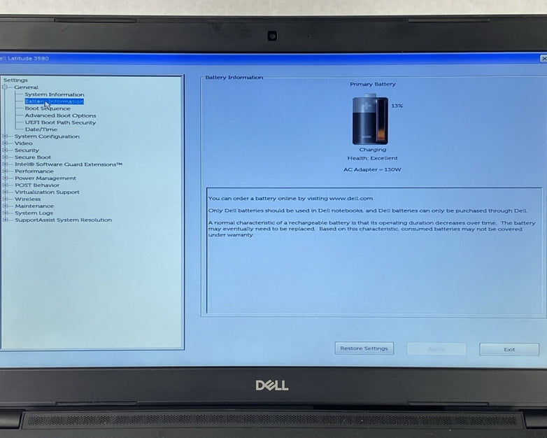 Dell Latitude 3580 Intel Core i3-6006U 2.00 GHz 8 GB RAM 15.6" No HDD No OS