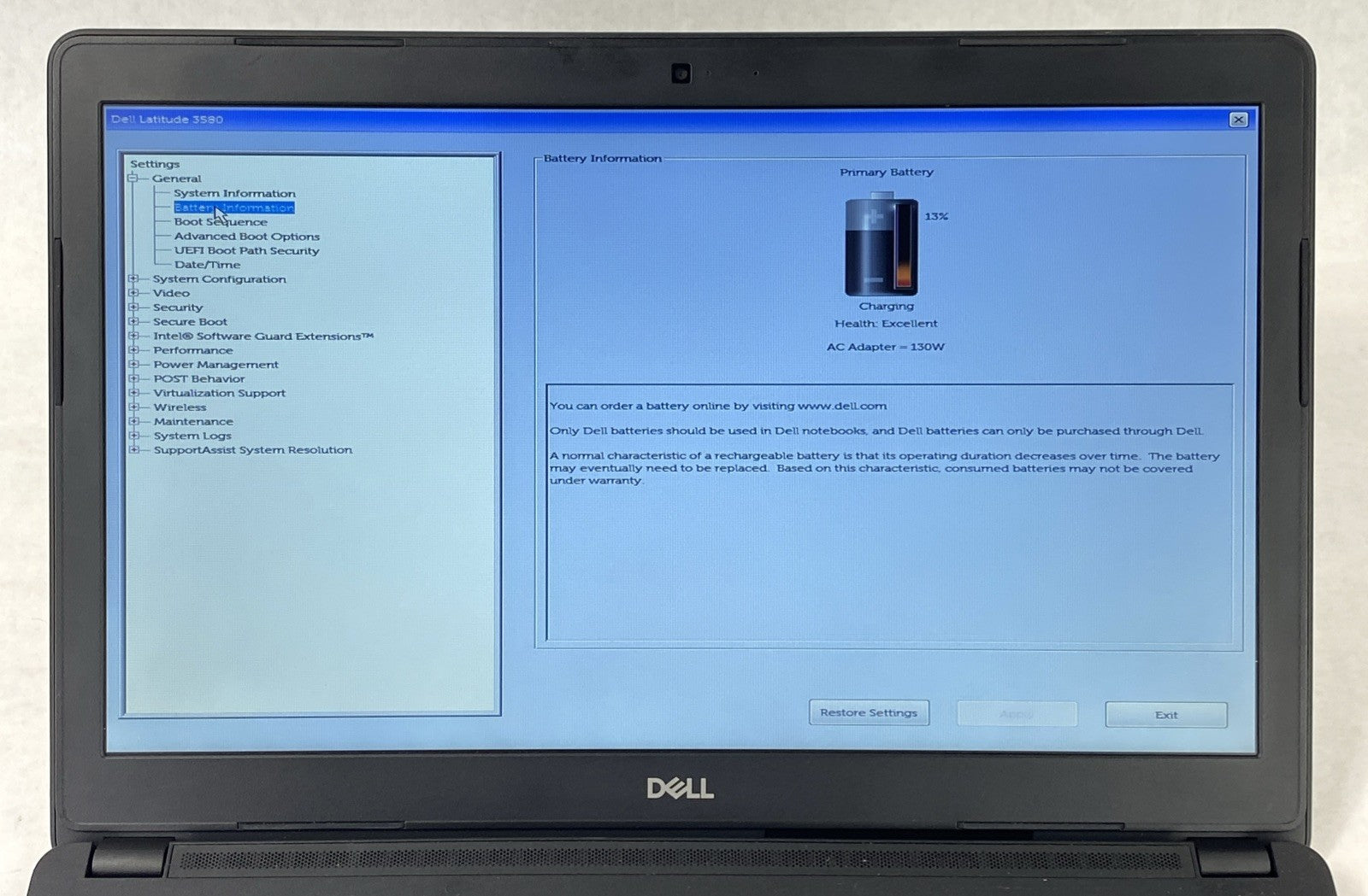 Dell Latitude 3580 Intel Core i3-6006U 2.00 GHz 8 GB RAM 15.6" No HDD No OS