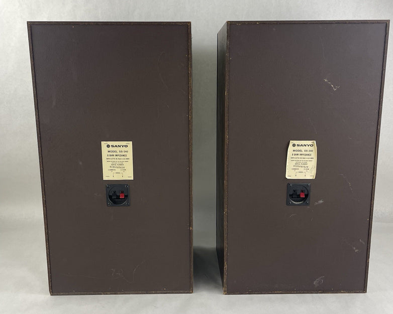 Sanyo SS-340 26" Home Audio Floor Standing Walnut Speaker Pair 8 Ohm