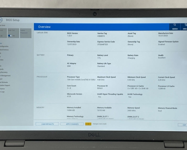 Dell Latitude 3540 Intel Core i5-1335U 3.96 GHz 16 GB RAM 15.6" No SSD No OS