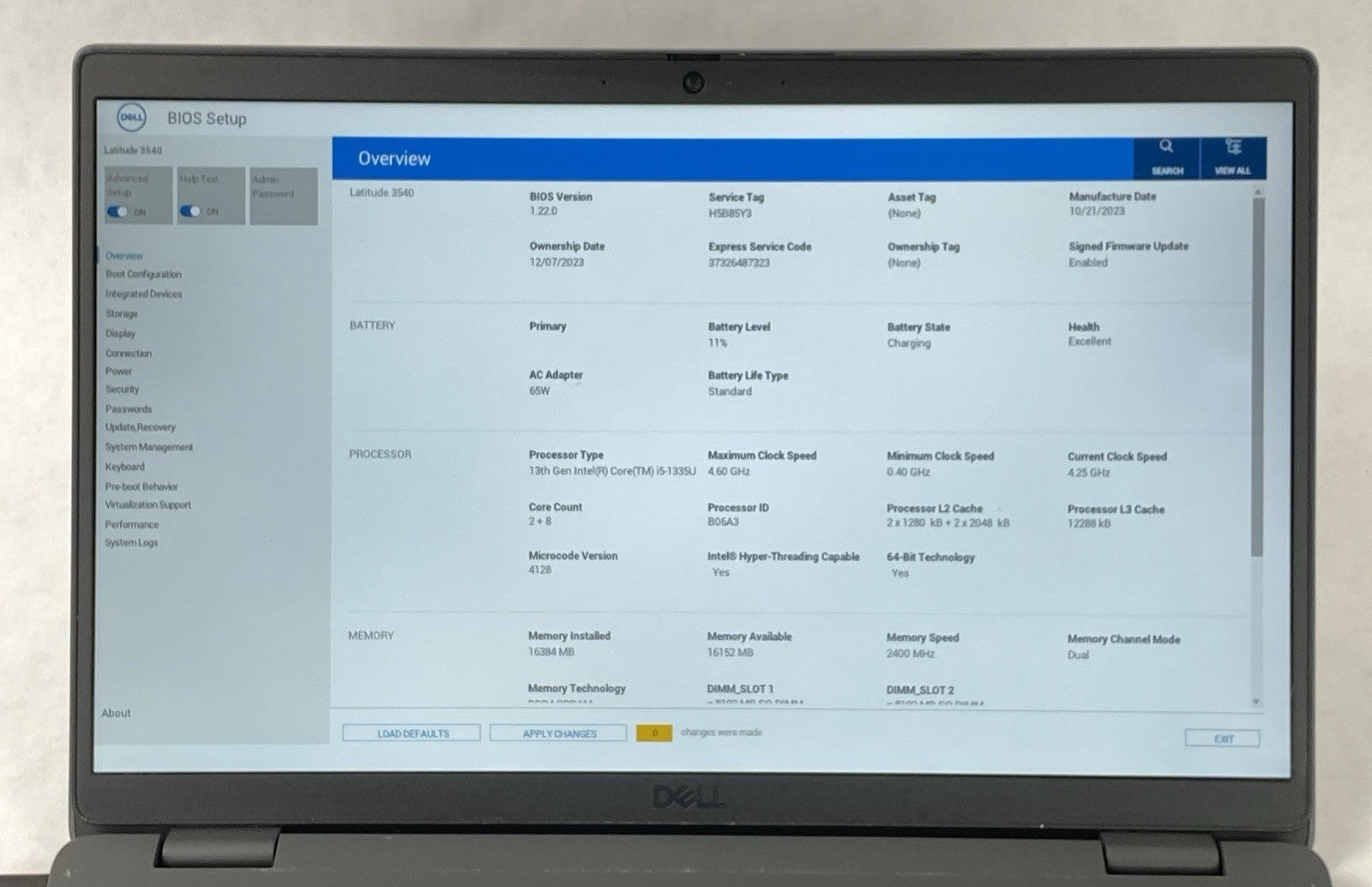 Dell Latitude 3540 Intel Core i5-1335U 3.96 GHz 16 GB RAM 15.6" No SSD No OS
