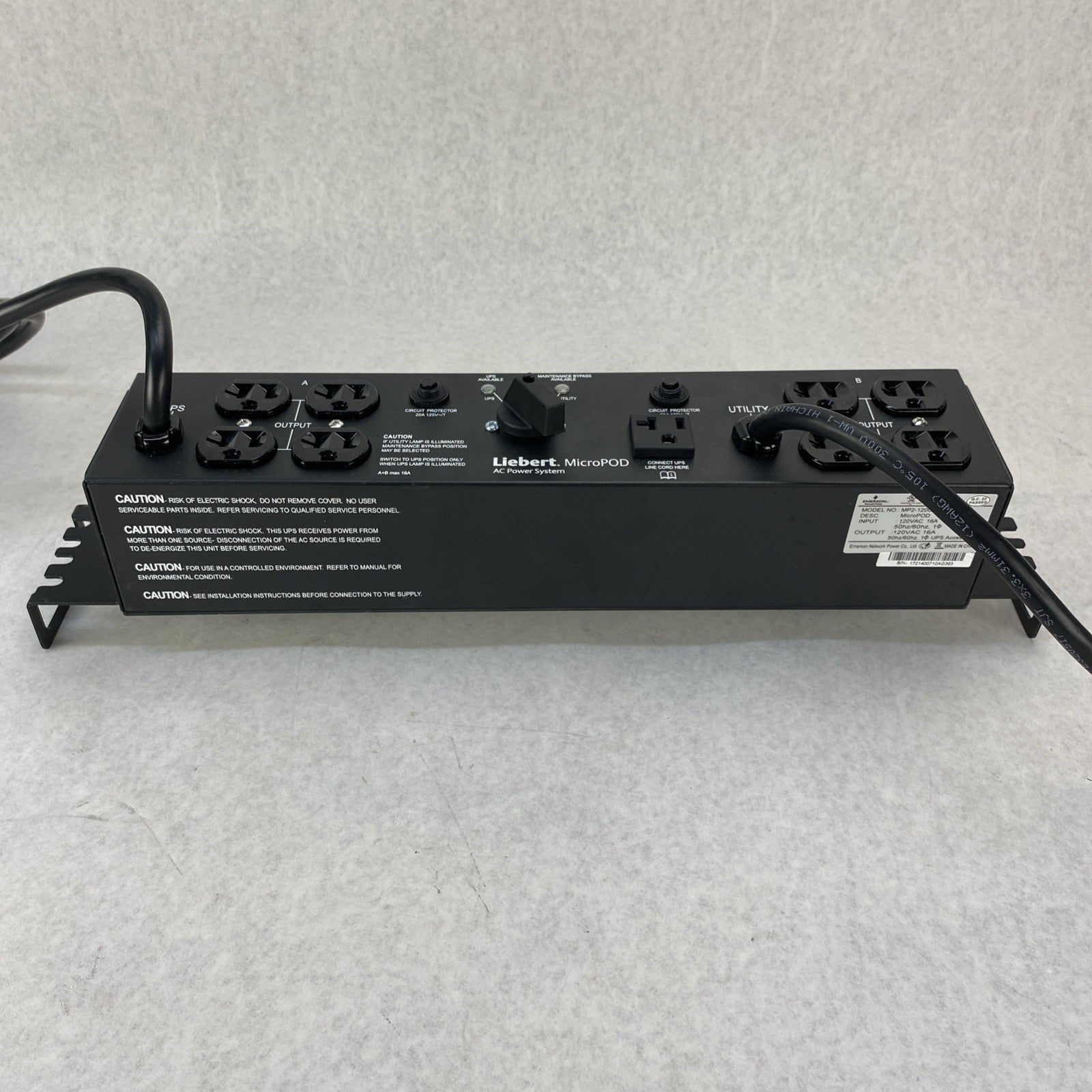 Emerson MP2-120C Liebert MicroPOD AC Power System 120V 16A - Two Straight 5-20P2