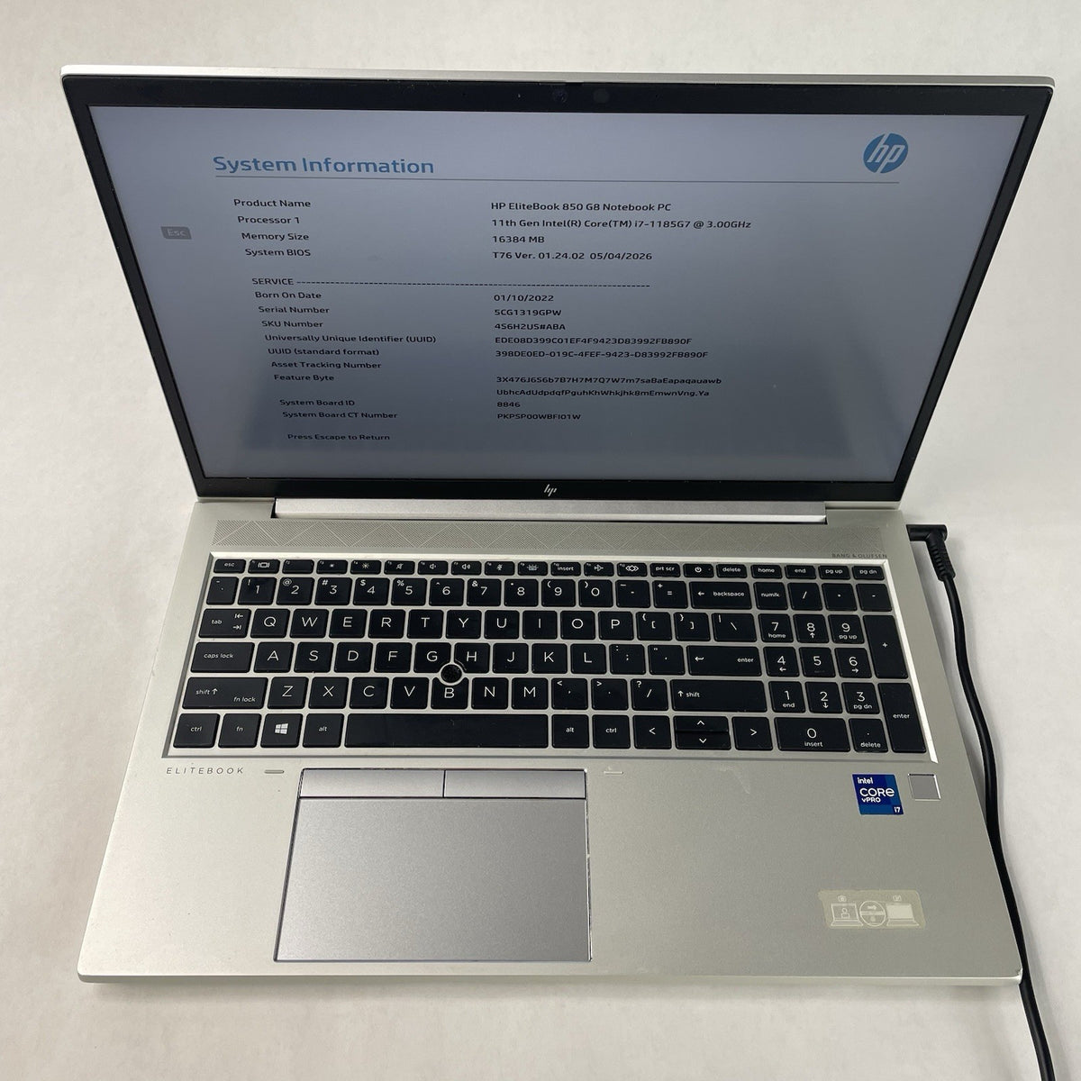 HP EliteBook 850 G8 15.6" i7-1185G7 3.00 GHz 16 GB RAM No SSD/OS/AC - READ3