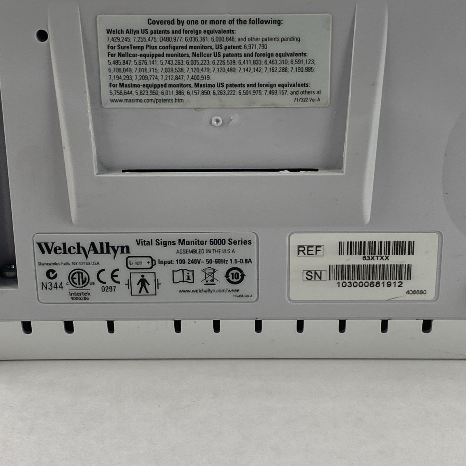 Welch Allyn 63XTXX Vital Sign Monitor 6000 Series - No Battery No NIBP Cable13