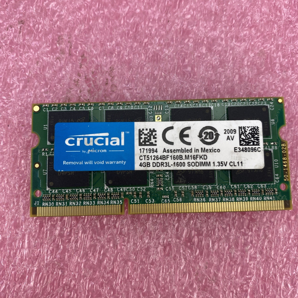 Crucial 4GB DDR3L-1600 Laptop Memory Ram CT51264BF160B.M16FKD - Lot of 25