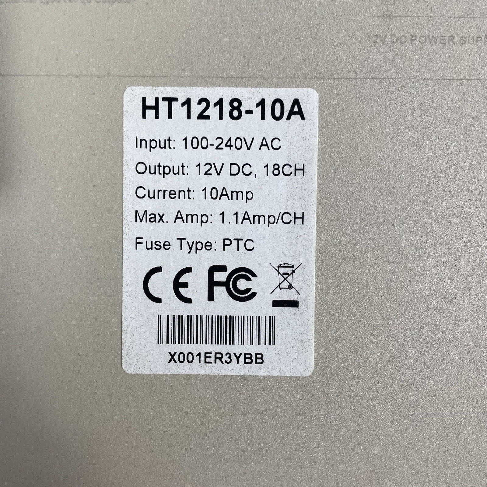 18 Channel Port 12V DC 10 Amp Amper with Power Supply No Keys