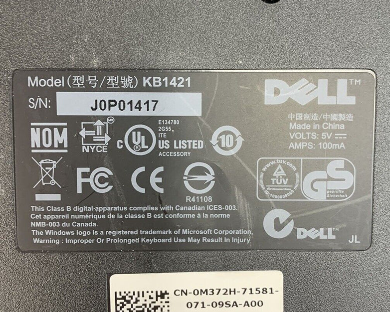 Dell KB1421 Wired USB Keyboard (Lot of 3)