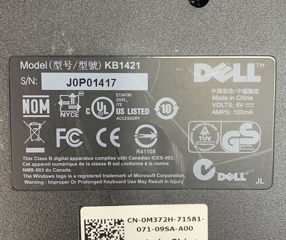 Dell KB1421 Wired USB Keyboard (Lot of 3)