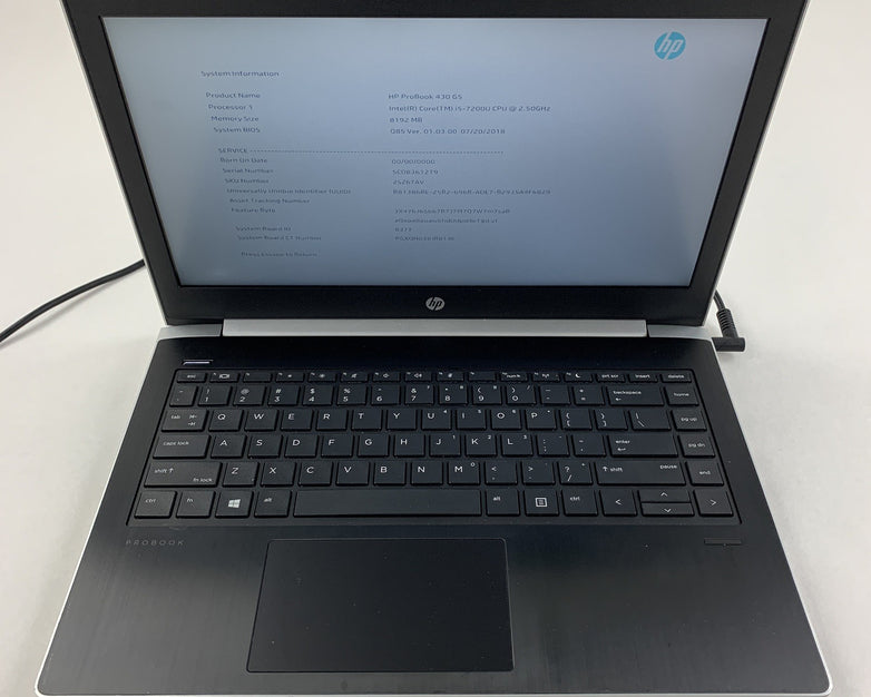 HP ProBook 430 G5 14" i5-7200U 2.5 GHz 8 GB Ram No OS No HDD No Bottom Cover