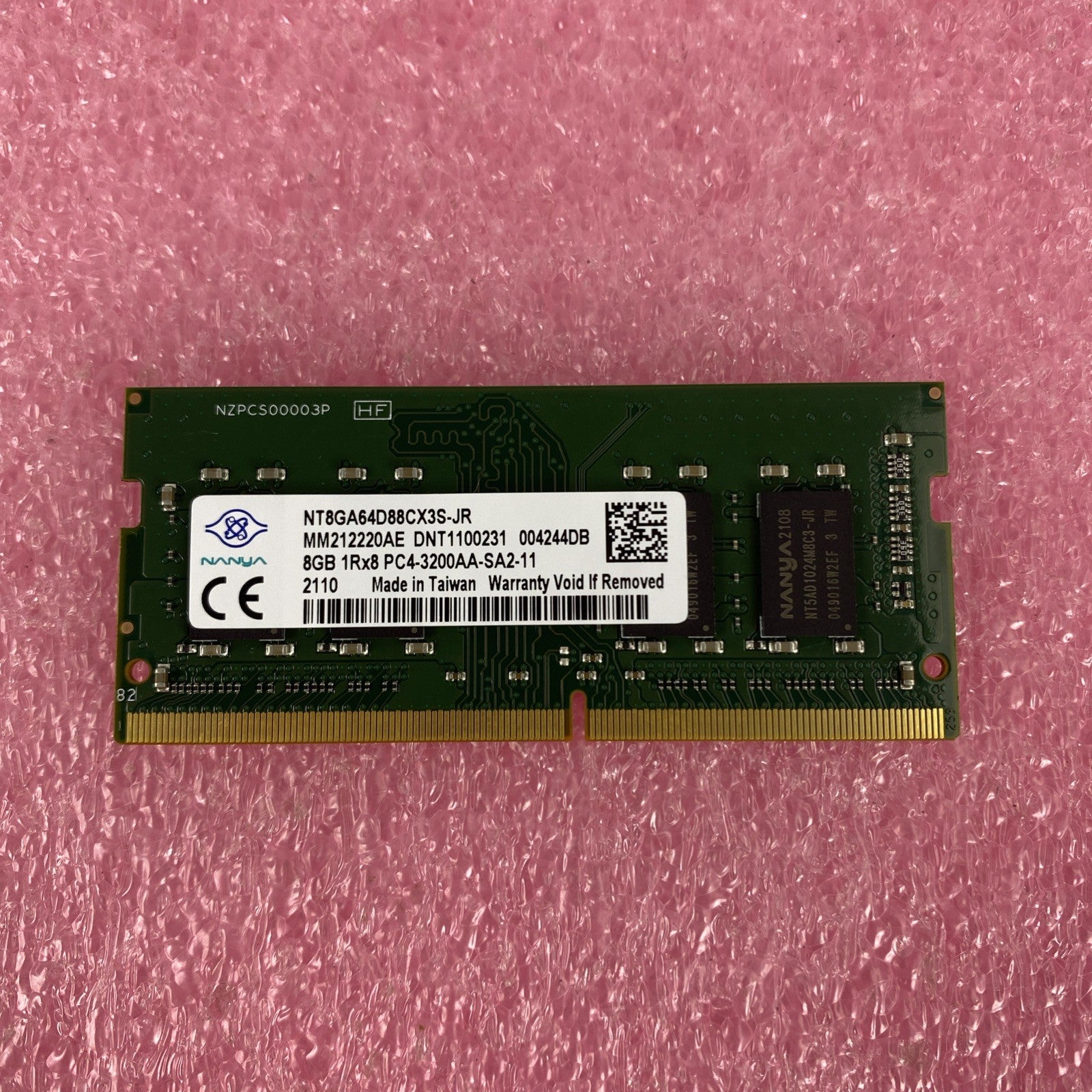 Nanya NT8GA64D88CX3S-JR PC4-3200AA-SA2-11 8GB 1Rx8 Memory Ram1