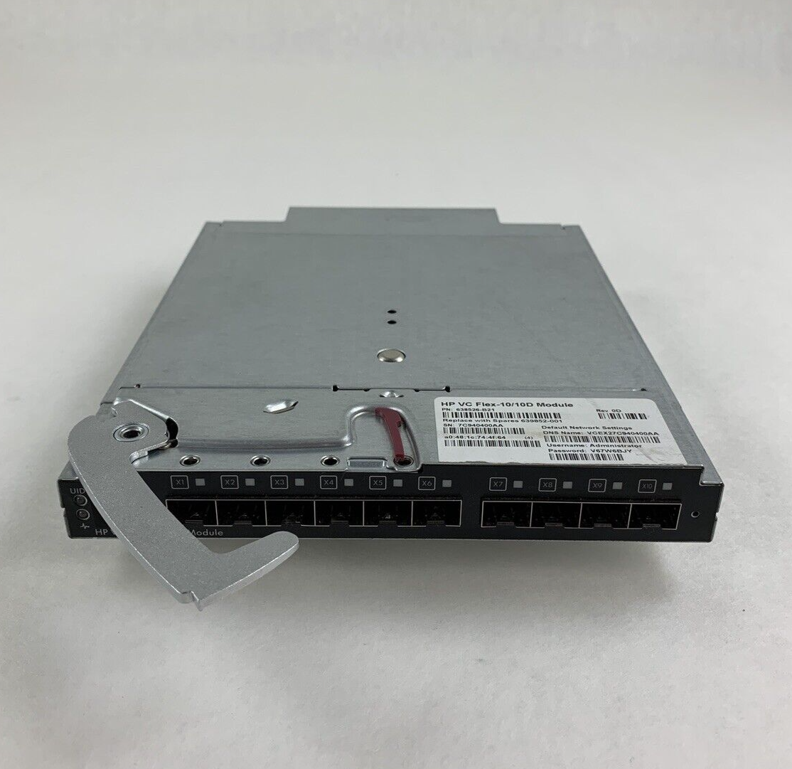 HPE Virtual Connect Flex-10/10D Module 638526-B21 Self Tested Broken Clip